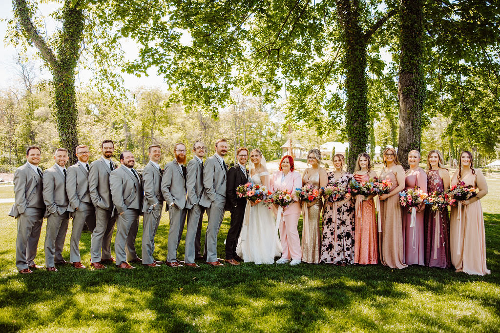 Wedding party portraits at Central PA Greenhouse wedding Venue