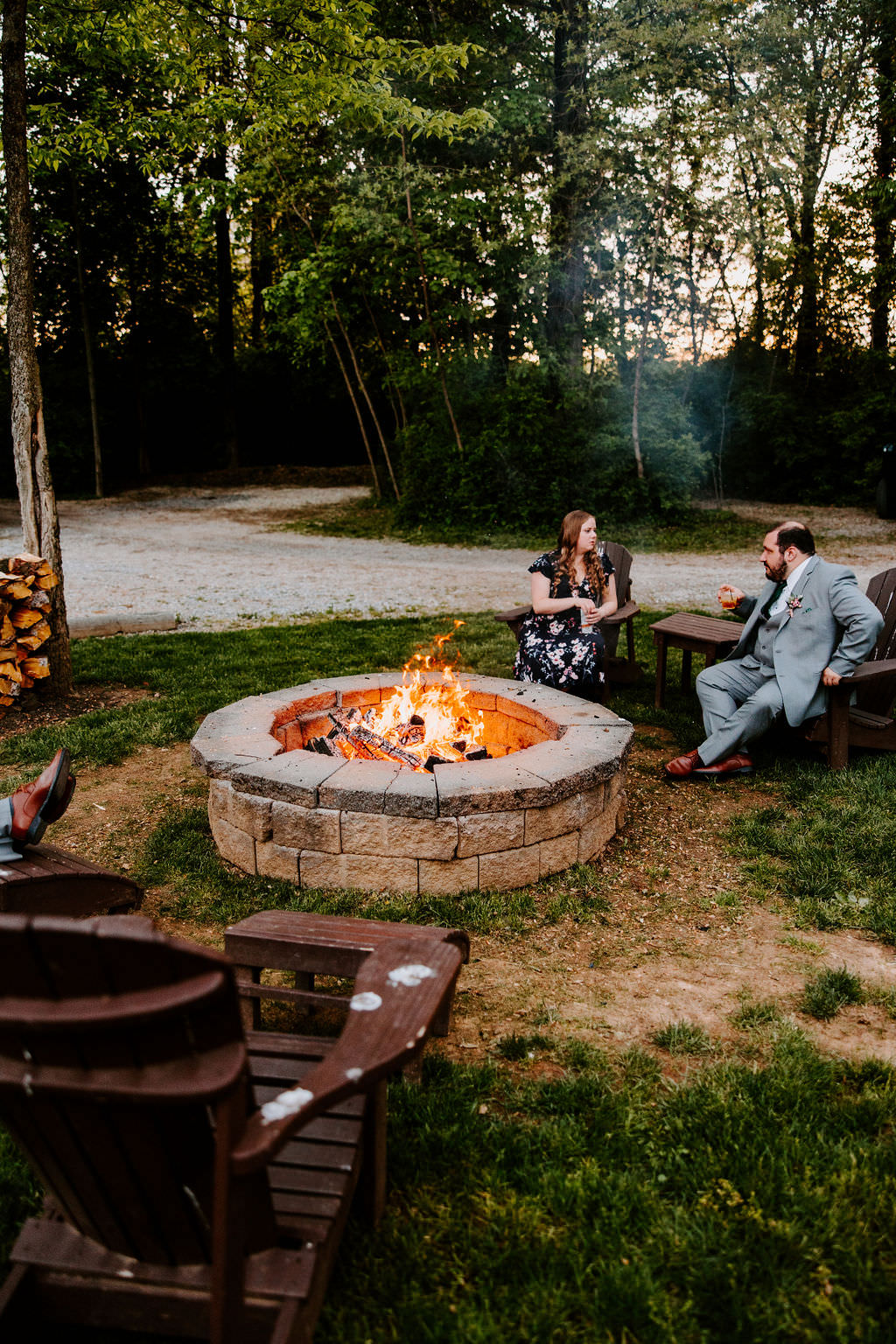 Historic Shady lane outdoor wedding venue fire pit